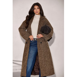 DŁUGI PŁASZCZ Z DWURZĘDOWYM ZAPIĘCIEM