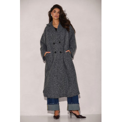 DŁUGI PŁASZCZ Z DWURZĘDOWYM ZAPIĘCIEM