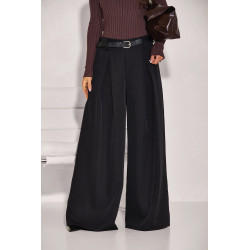 SZEROKIE SPODNIE Z ZAKŁADKAMI I PASKIEM