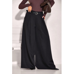 SZEROKIE SPODNIE Z ZAKŁADKAMI I PASKIEM