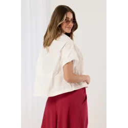 Komplet boho z haftem z koszulą i spódnicą midi