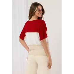 Sweter z metaliczną nitką i krótkim rękawem