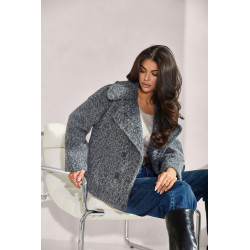 KRÓTKI PŁASZCZ Z DWURZĘDOWYM ZAPIĘCIEM