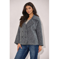 KRÓTKI PŁASZCZ Z DWURZĘDOWYM ZAPIĘCIEM