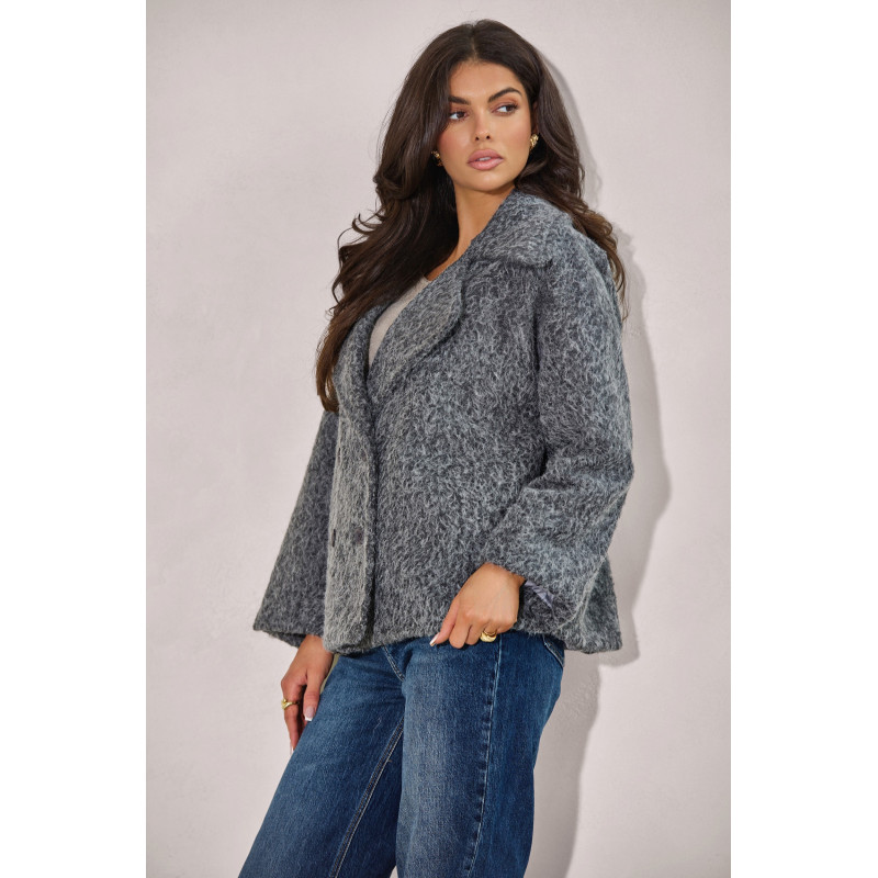 KRÓTKI PŁASZCZ Z DWURZĘDOWYM ZAPIĘCIEM