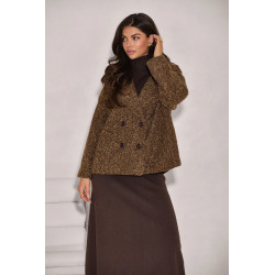 KRÓTKI PŁASZCZ Z DWURZĘDOWYM ZAPIĘCIEM