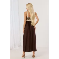 Sukienka maxi z dzianinową górą boho i gładką spódnicą