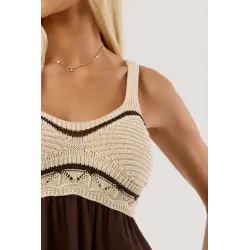 Sukienka maxi z dzianinową górą boho i gładką spódnicą