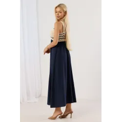 Sukienka maxi z dzianinową górą boho i gładką spódnicą