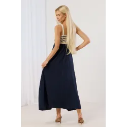 Sukienka maxi z dzianinową górą boho i gładką spódnicą