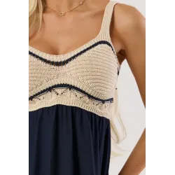 Sukienka maxi z dzianinową górą boho i gładką spódnicą