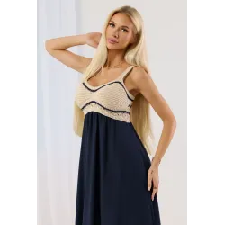 Sukienka maxi z dzianinową górą boho i gładką spódnicą