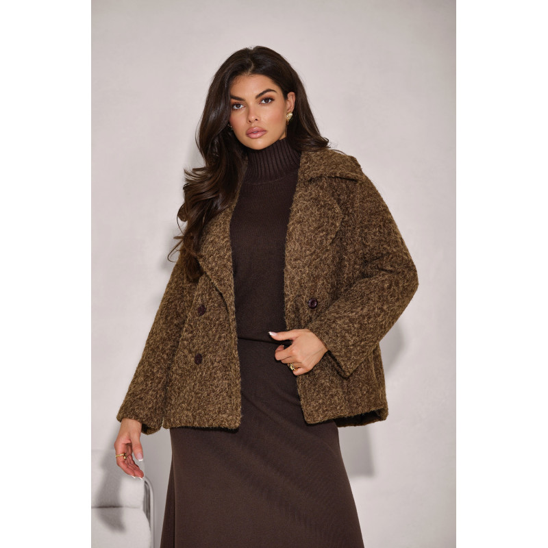 KRÓTKI PŁASZCZ Z DWURZĘDOWYM ZAPIĘCIEM