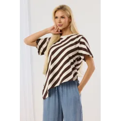 Asymetryczna bluzka oversize w paski