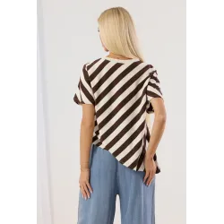Asymetryczna bluzka oversize w paski