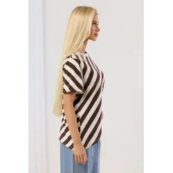 Asymetryczna bluzka oversize w paski