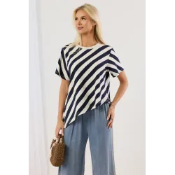 Asymetryczna bluzka oversize w paski