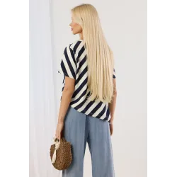 Asymetryczna bluzka oversize w paski