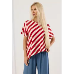 Asymetryczna bluzka oversize w paski