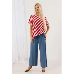 Asymetryczna bluzka oversize w paski