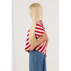 Asymetryczna bluzka oversize w paski