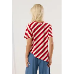 Asymetryczna bluzka oversize w paski