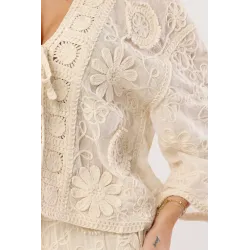 Ażurowy komplet boho z narzutką i spódnicą maxi z haftem