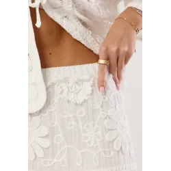Ażurowy komplet boho z narzutką i spódnicą maxi z haftem