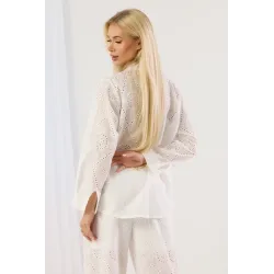 Ażurowy komplet boho z haftowaną koszulą i spodniami