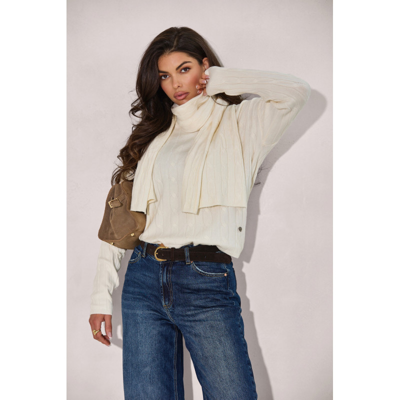 WARKOCZOWY SWETER Z SZALIKIEM