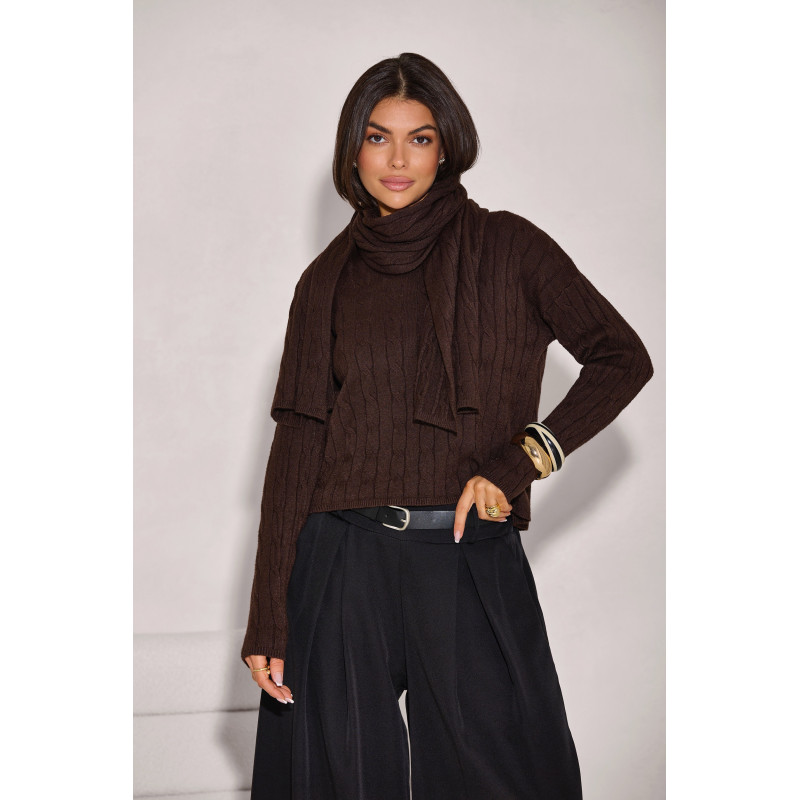 WARKOCZOWY SWETER Z SZALIKIEM
