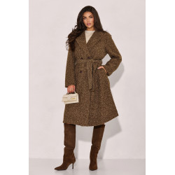 DWURZĘDOWY PŁASZCZ Z TKANINY BOUCLÉ Z PASKIEM