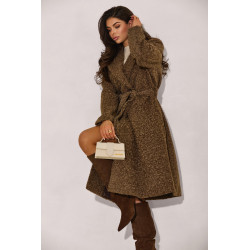 DWURZĘDOWY PŁASZCZ Z TKANINY BOUCLÉ Z PASKIEM