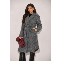 DWURZĘDOWY PŁASZCZ Z TKANINY BOUCLÉ Z PASKIEM