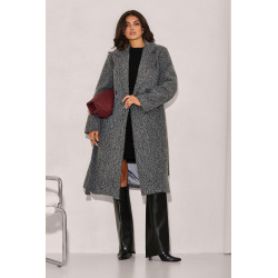 DWURZĘDOWY PŁASZCZ Z TKANINY BOUCLÉ Z PASKIEM