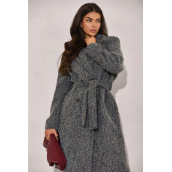 DWURZĘDOWY PŁASZCZ Z TKANINY BOUCLÉ Z PASKIEM