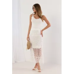 Spódnica maxi z ażurowej koronki boho