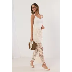 Spódnica maxi z ażurowej koronki boho