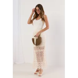 Spódnica maxi z ażurowej koronki boho