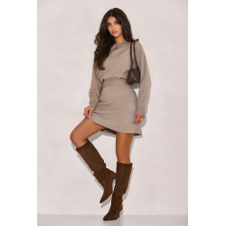 DZIANINOWY KOMPLET Z OVERSIZOWYM SWETREM I SPÓDNICZKĄ