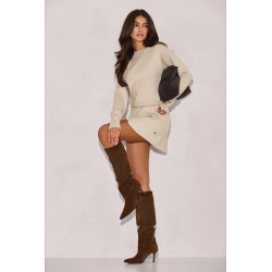 DZIANINOWY KOMPLET Z OVERSIZOWYM SWETREM I SPÓDNICZKĄ