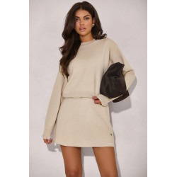 DZIANINOWY KOMPLET Z OVERSIZOWYM SWETREM I SPÓDNICZKĄ