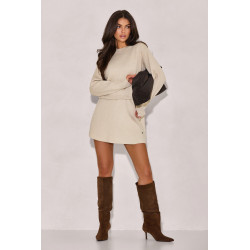 DZIANINOWY KOMPLET Z OVERSIZOWYM SWETREM I SPÓDNICZKĄ