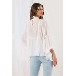 Muślinowa bluzka boho z falbanami