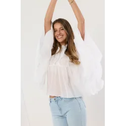 Muślinowa bluzka boho z falbanami