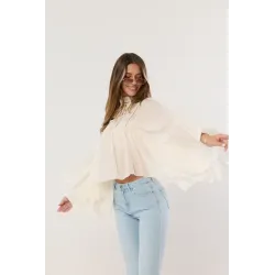 Muślinowa bluzka boho z falbanami
