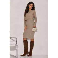 PRĄŻKOWANY KOMPLET Z DZIANINY WISKOZOWEJ