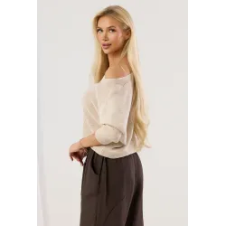 Dzianinowy sweter oversize z dekoltem w łódkę