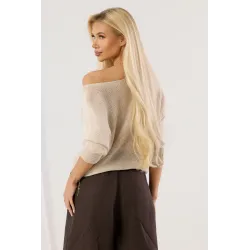 Dzianinowy sweter oversize z dekoltem w łódkę