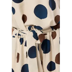 Komplet z bluzką i spodniami wide leg w duże grochy